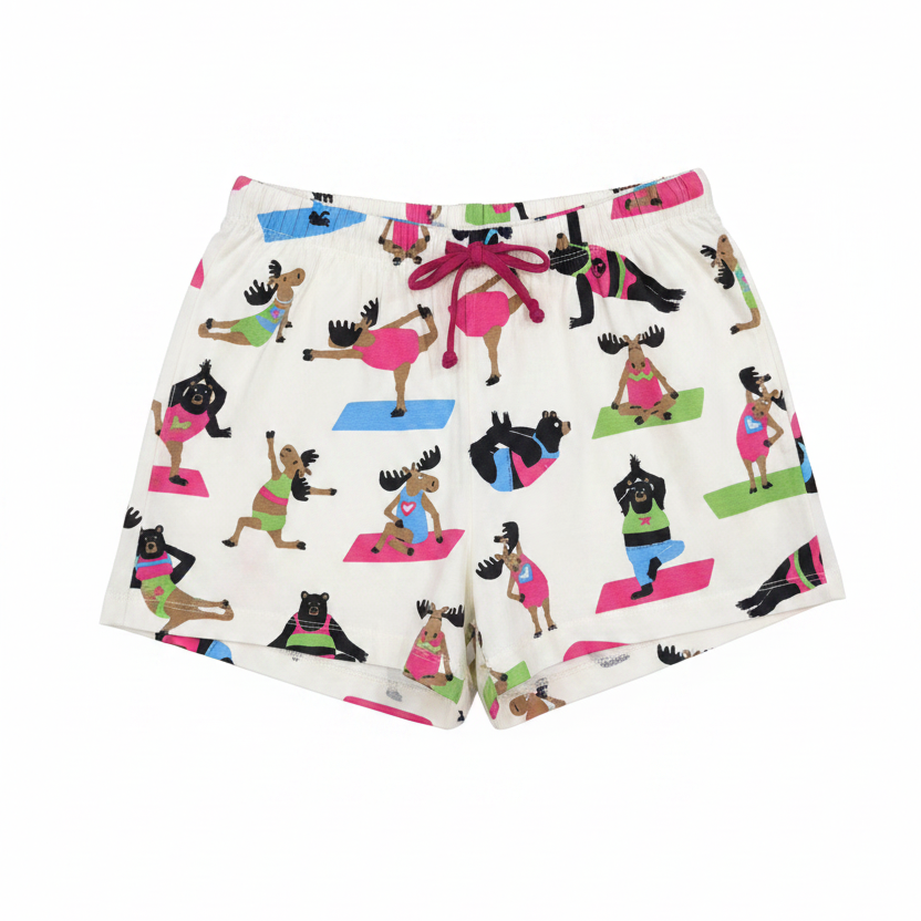 Canadian Yoga Bear & Moose Women's Sleep Shorts